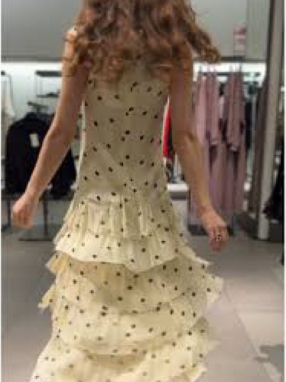ZARA Cream Maxi Dress with Black Polka Dots - Picture 4 of 6